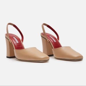 Dorateymur Nude Sling Back Heels Pumps Block Heel 7.5 37.5